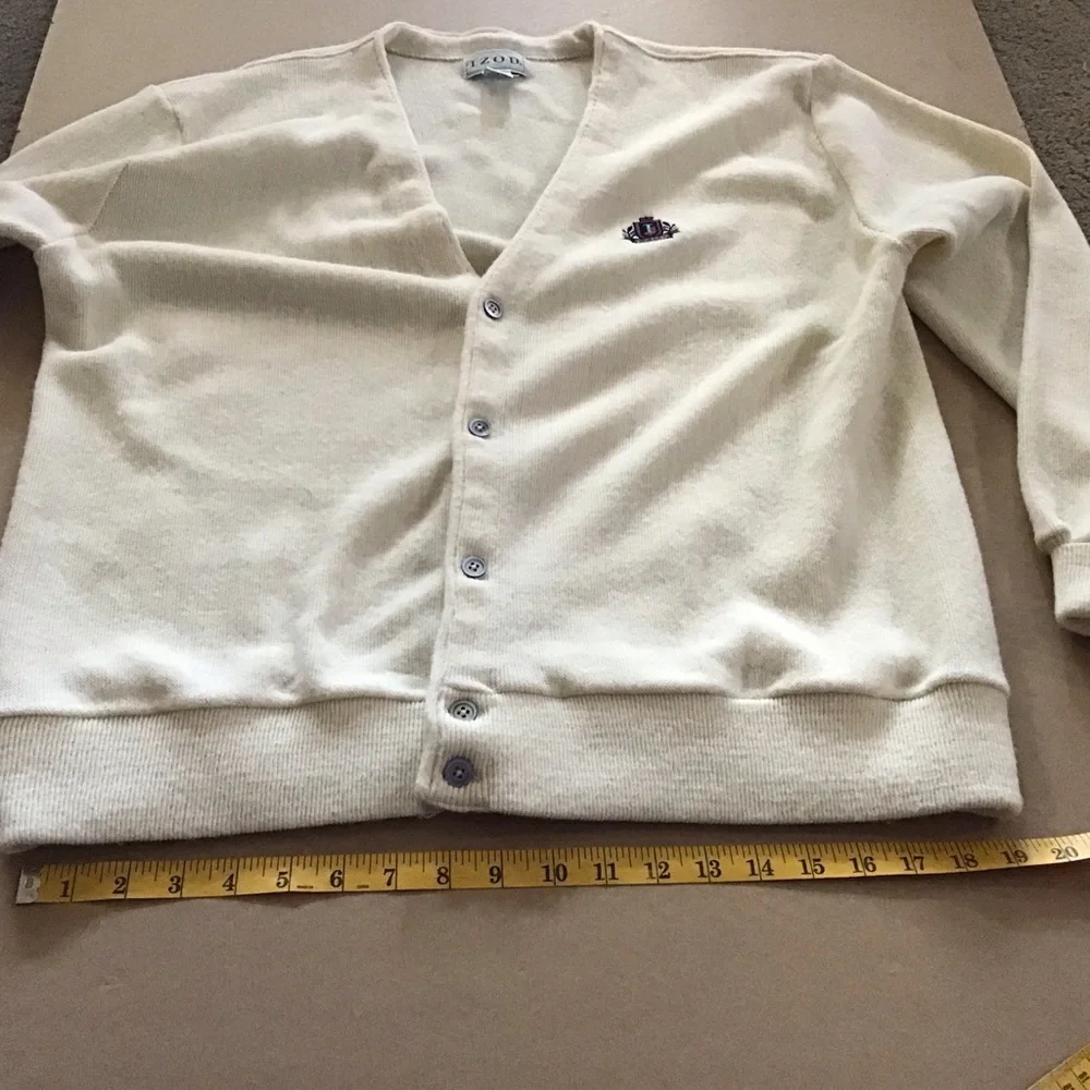 IZOD Vintage Collegiate Button Down Ivory Cardigan Size XL #Grandpa #collegiate